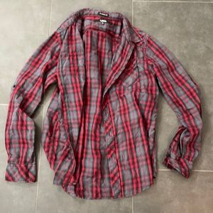 Red & Grey Plaid Button Up